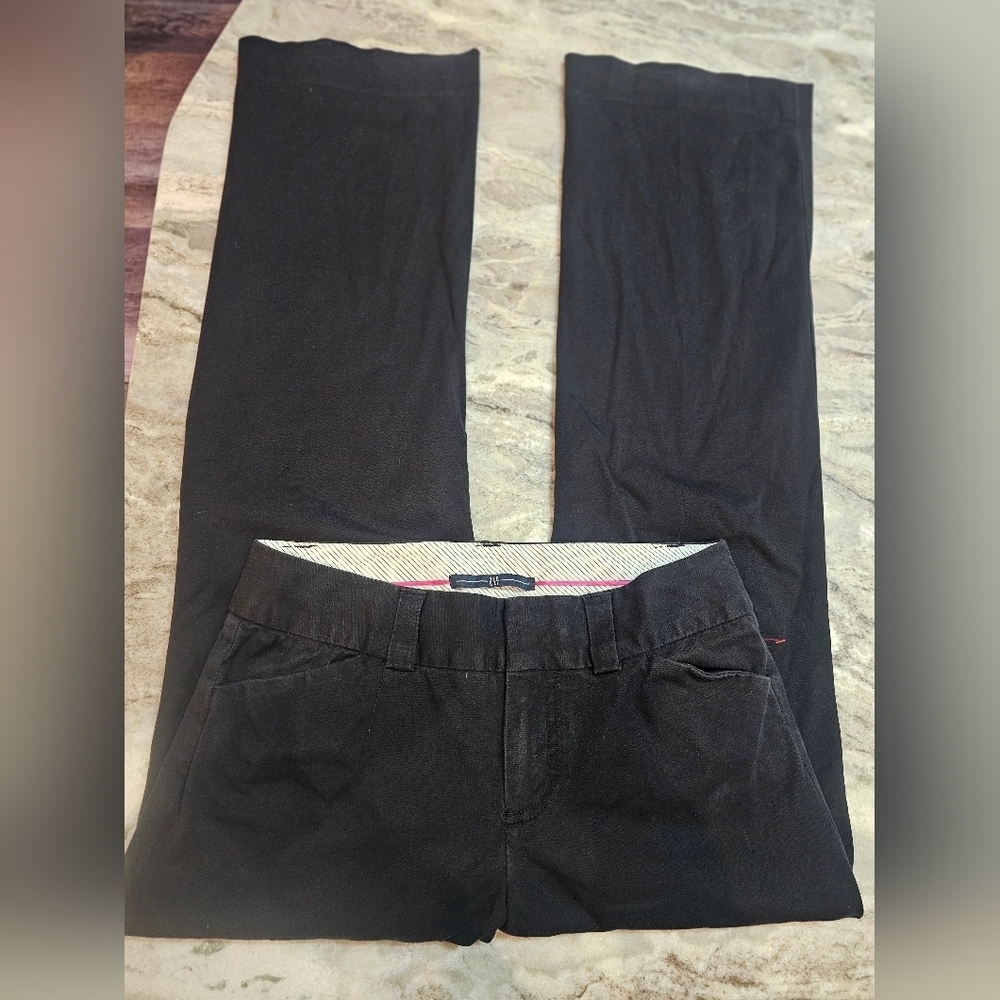 GAP Women’s Black Stretch Flat Front Pants Size 8 Regular Cotton Blend Trousers